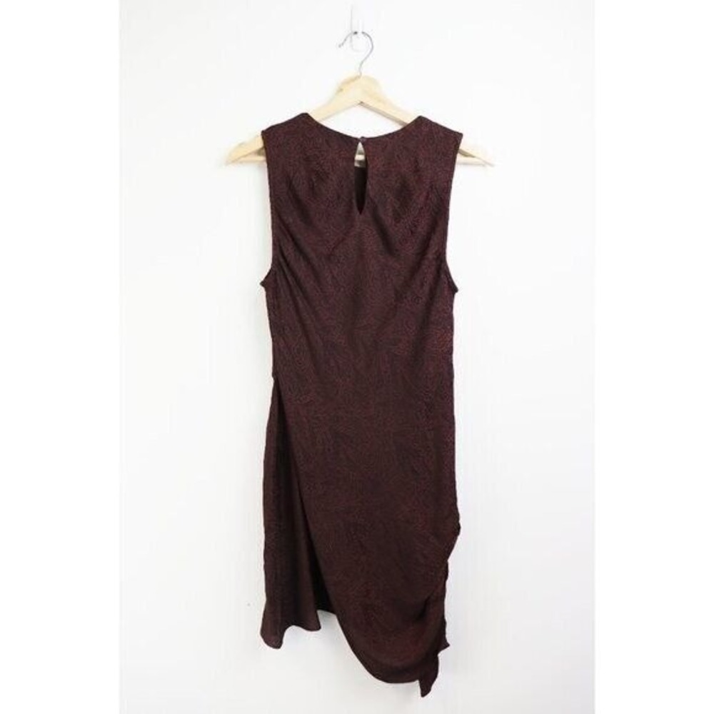 NWT L'Academie The Grazielle Mini Dress Burgundy Medium Paisley Satin Draped - Picture 7 of 7